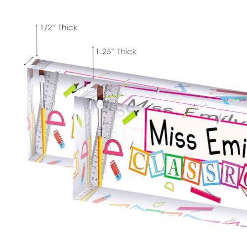 Artblox Acrylic Name Plate, 8'' x 2.5'', Personalized Teacher Desk Sign, Modern Signage - Thumbnail 4