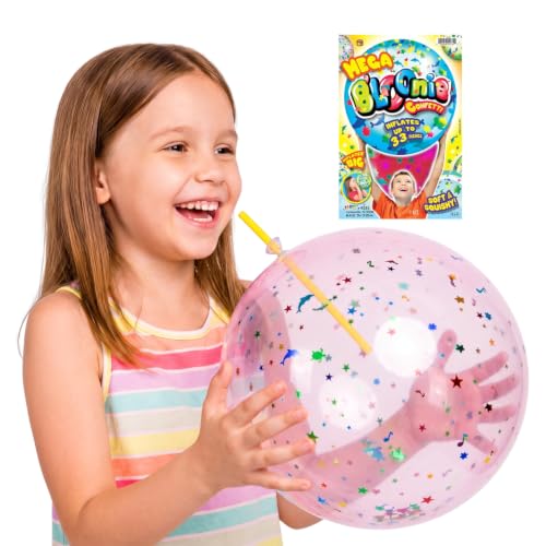 JA-RU Bloonie Inflatable Mega Ball (1 Pack) Soft Clear Confetti Filled Bubble for Kids & Adults. Summer Pool Beach Yard Toys. Party Favor Birthday Gift. 4231-1