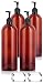 Amber 32 oz Large Boston Round PET Plastic Bottles (BPA Free) with Black Lotion Pump (4 pack) + Labels