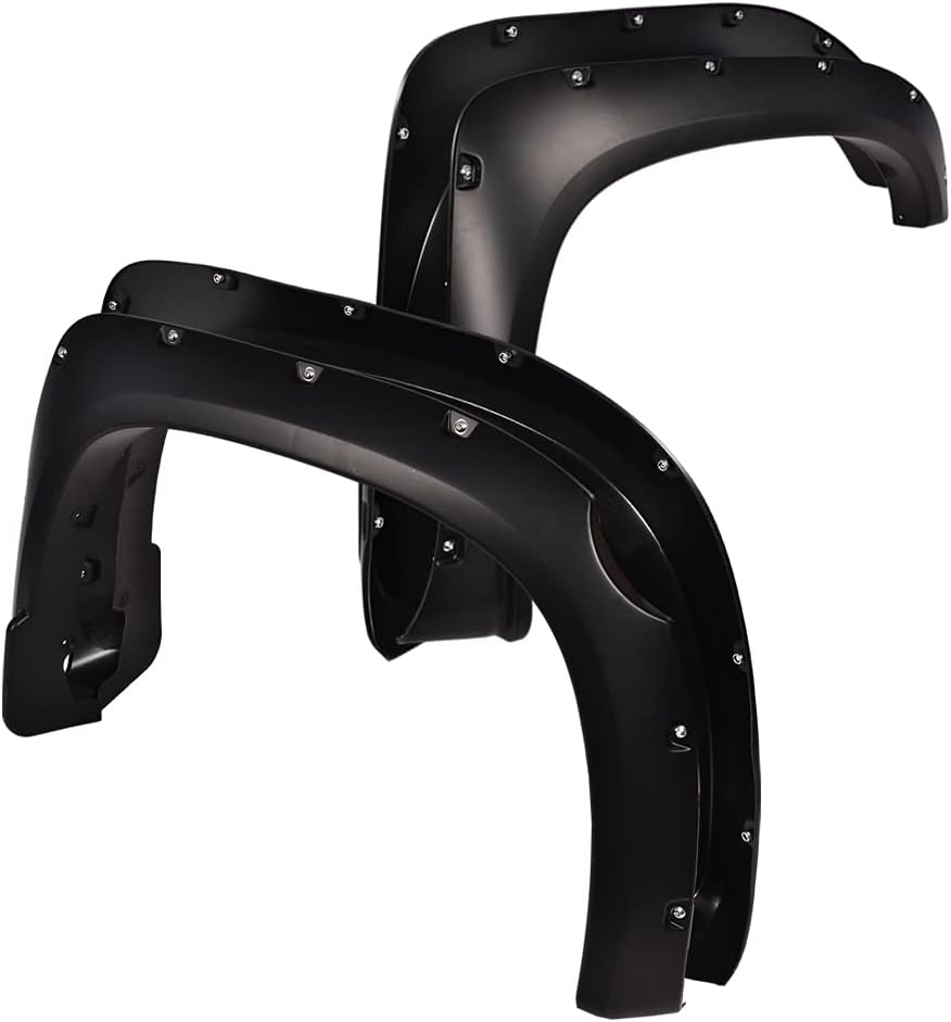 G-PLUS Fender Flares, Compatible with 2014-2020 Toyota Tundra, 66.7" / 78.7" / 97.6" Bed Length, Pocket Rivet Style Smooth Black Wheel Cover Protector Vent Trim 4pcs