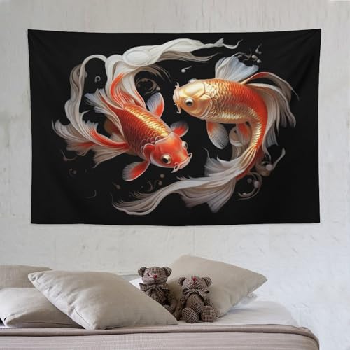 Tapisserie murale poisson pour masquer un mur vide et décorer un salon facilement