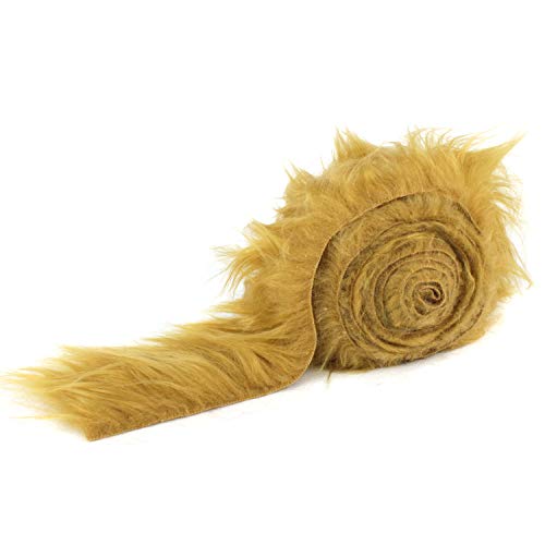 Barcelonetta | Faux Fur Fabric Strip | Shaggy Fur Fabric Trim Roll | Craft, Costume, Decoration, Collar, Tail (Camel, 1.5 Yards X 4")