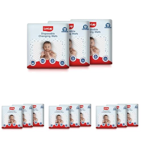 Image of LuvLap Disposable Baby Underpad Cum Changing Mats, 30 Count 60x60 CM Waterproof Pads for Baby, Breathable Underpads act as 100% Water Proof Bed Protector, Non Slip Backsheet, Hypoallergenic