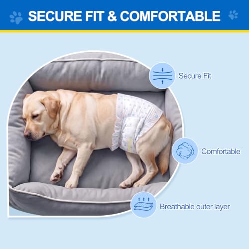 Image of Wowflash 100 Count Dog Belly Bands for Male Dogs, Male Dog Diapers Disposable, Leakproof Dog Wraps with Wetness Indicator, Breathable Quick-Dry, Secure Fit for Doggy Puppy Training, Large