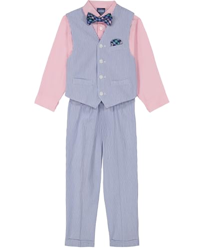 Image of IZOD Boys' 4-piece Formal Dress Up Suit Set, Vest, Pants, Collared Shirt, and Tie