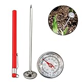 Diseño de alta calidad: componentes de acero inoxidable robustos, pantalla de la esfera recubierta de cristal de 29 mm, barra de 127 cm de largo más precisa y fácil de leer que los termómetros de jardín digitales.