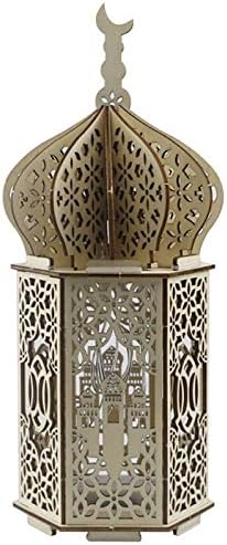 Muslim Festival Light Ramadan Eid Mubarak Decorations Wooden LED Lamp Palace Lighthouse Islam Party Supplies (Color : C) (A)