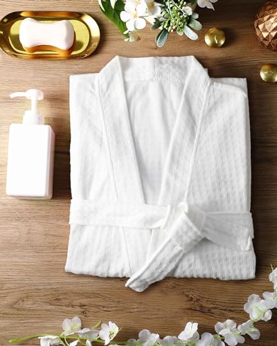 6 Pcs Women's Waffle Robes Spa Bath Robe Bulk Commercial Lightweight Thin Soft for Shower House Party3