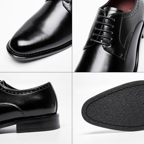 Men's Classic Leather Lace Up Dress Oxford Shoes Comfortable Low Heel Business Casual Shoes Modern Wedding Work Formal Shoes3
