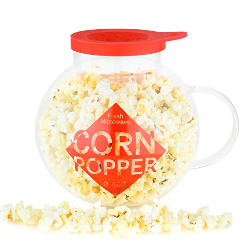 Galashield Microwave Popcorn Popper 3.4QT Temperature Safe Glass and Silicone Lid Popcorn Maker