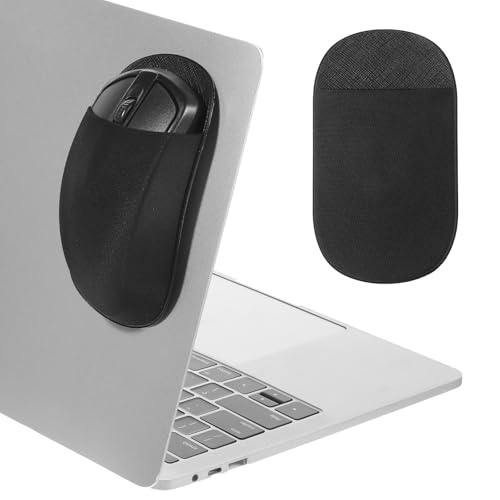 FdcZeyxior Mouse Holder for Laptop Stick On Universal Mouse Pouch for Laptop Stick-On Slim Mouse Pocket Reusable Self-Adhesive Mouse Sleeve Mouses Storage Bags for Computer Office Home Black