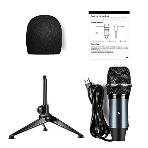 Microfone PC Condensador | MIC USB com montagem antichoque em tripé,MIC Set Equipamento para Instrum