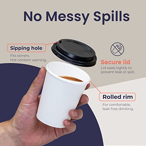 image for Fit Meal Prep [100 Pack] 8 Oz Disposable Paper Coffee Cups with Black 