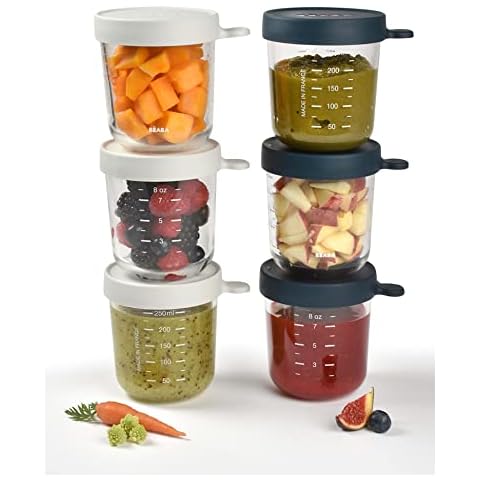 BÉABA Tarros de Conservación para Bebé en Cristal con Indicador de Cantidad Cover