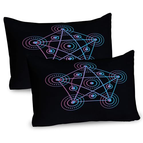 Ambesonne Pentacle Pillow Sham Set of 2, Line Art Style Gradient Colorful Elements of Geometry Star, Quality Microfiber Bedding Item for All Seasons, 30