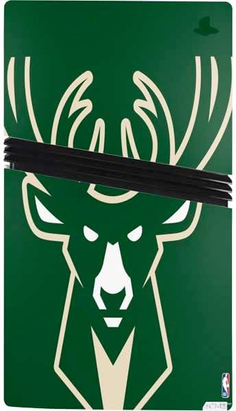 Skinit Decal Gaming Skin Compatible with PS5 Pro Console - Officially Licensed NBA Milwaukee Bucks Large Logo Design