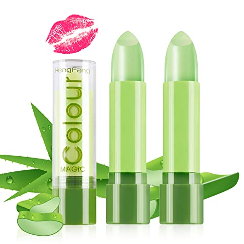 Lishang 2 Piezas Hidratante Pintalabios Cambia Color Labial Labiales Aloe Vera Barra de Labios Pintalabio Larga Duración Bálsamo Labial Mate Kit Maquillaje Mujeres Niña Regalo Cumpleaños