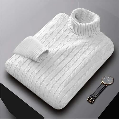 Men's Turtleneck Knitted Sweater Outdoor Solid Color Pullover Street Warm Lightweight Sweater4