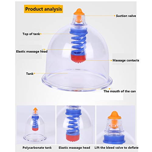 Set de 24 ventosas para cupping, terapia tradicional china con mango de bombeo, masajeador corporal por vacío anti-celulitis para uso doméstico en adultos miniatura 4