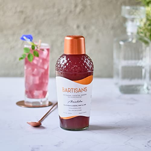 Image of Bartisans Abracadabra Blue Pea&Mint Cocktail Mixer 400Ml,Alcohol Pairing For Drinks Whiskey Rum Gin Vodka,Amazing Replacement For Tonic Water Fruit Juice Ginger Ale Mojito Syrup Soda Cranberry,Liquid