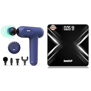 beatXP Bolt Deep Tissue Massage Gun (Royal Blue) & beatXP Gravity X Digital Weight Machine For Body Weight