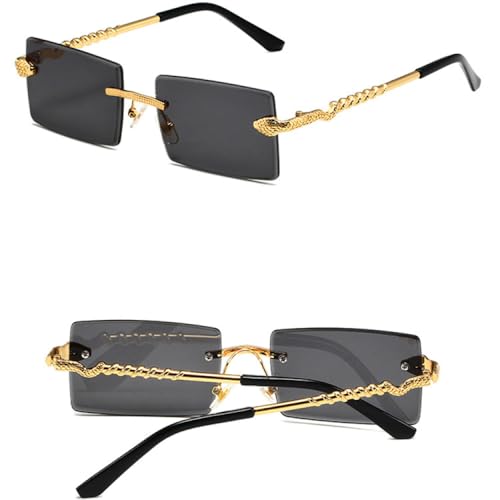 Rimless Rectangular Sunglasses Men Women Fashion Vintage Gradient Shades Women Luxury Eyewear4