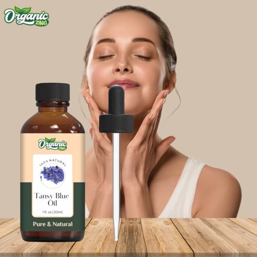 Image of Organic Zing Tansy Blue (Tanacetum annuum) Oil |Pure & Natural Steam Distilled Essential Oil for Aroma, Diffusers, Skincare & Haircare - 30ml /1.01fl oz