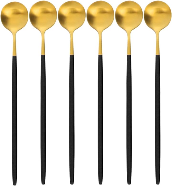 テーブルウェア 6個入り ロングハンドル ステンレススチール ディナーウェア スプーン ティースプーン デザート コーヒー アイスマ