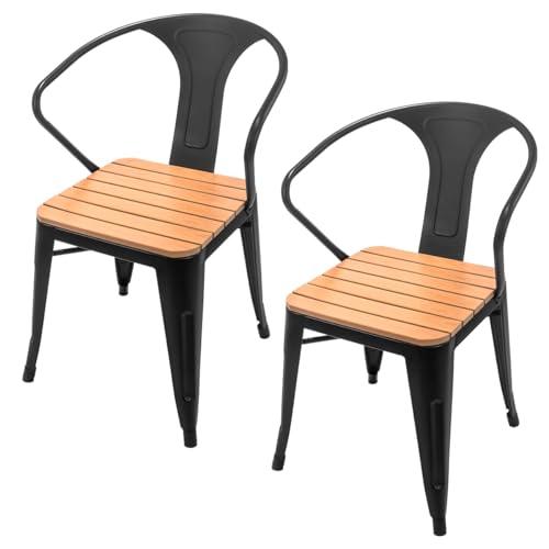 La Mejor Selección de Sillas Tolix - los más vendidos. 45 Super HyO Set 2 Silla para Comedor Tolix Estructura Metalica Apilable Asiento Tipo Madera