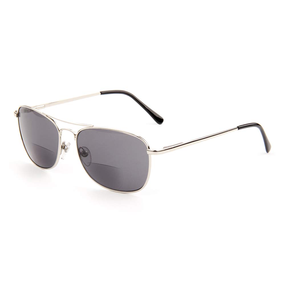 MANG Bifokal Lesebrille Lesehilfe Retro Pilotenbrille Gleitsichtbrille Mit Sehstärke Sehhilfe Grau Linse Brille Unisex Sonnenbrille Computerbrille