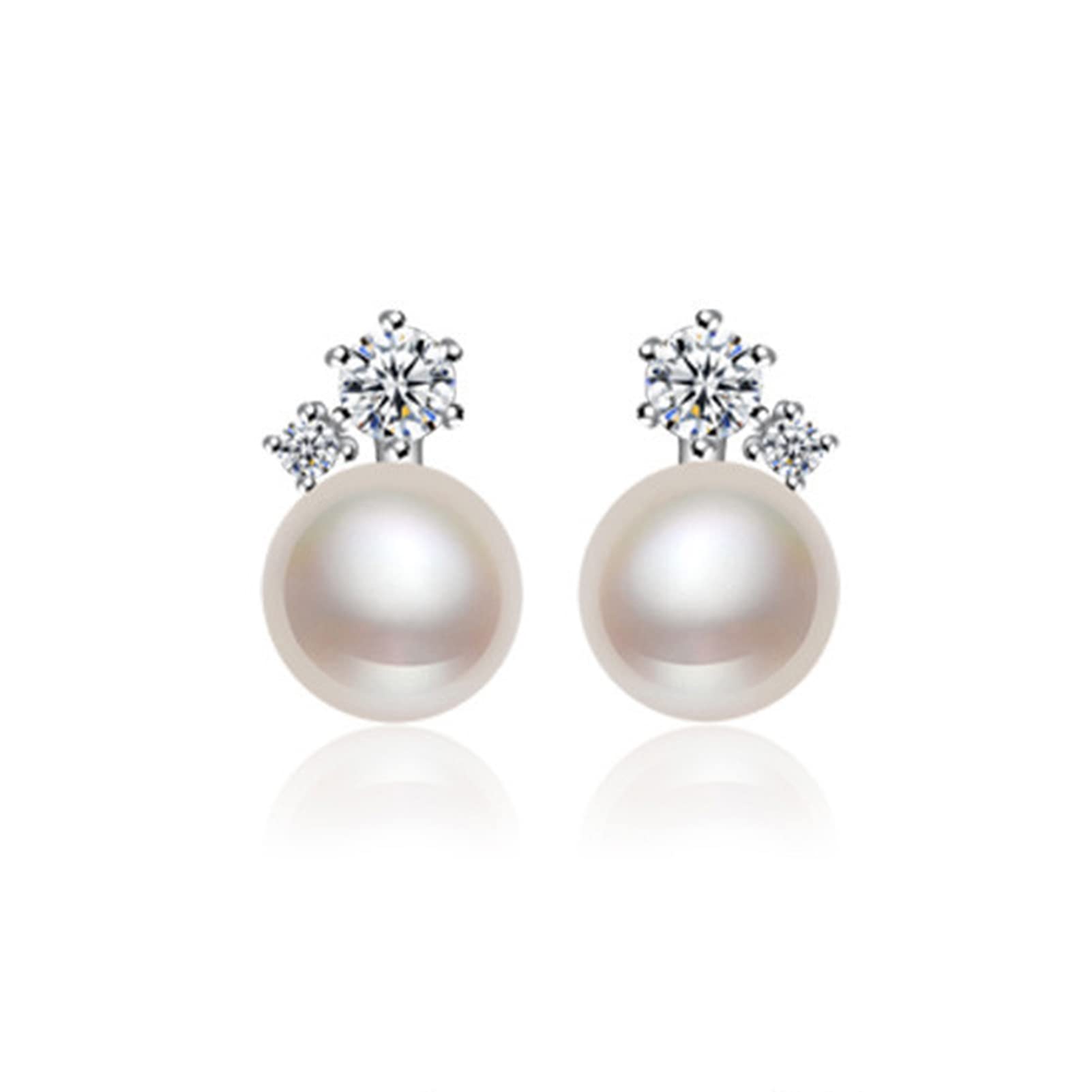 H'Helen Pendientes De Plata De Ley S925 Perlas Cultivadas De Agua Dulce Circonitas brillantes MUJER - H'Helen