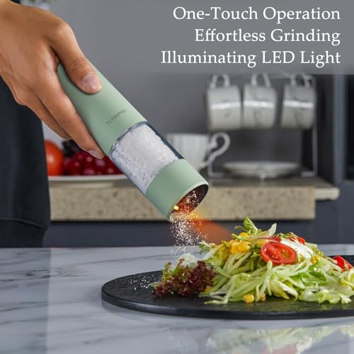 TLYSXPRO Electric Pepper Grinder, USB Rechargeable, Automatic Pepper Shaker, Adjustable Coarseness, Electric Pepper Mill, LED Light, Refillable, Kitchen Gadget (1-Pack, White) - Image 2
