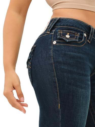 True Religion Jeans Women's Denim Joey Mid Rise Flare Flap Single Needle Stitching Pant4