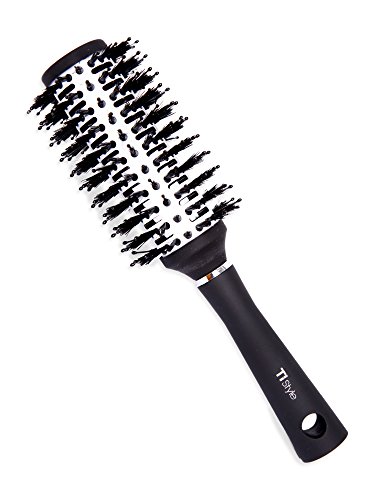 Round Barrel Ceramic Hair Brush - Natural Boar Bristles for Volumizing, Blow-Drying, Curling, Shine, Straigthening - Anti Frizz and Static - Ergonomic Travel Friendly - 1.5 inch - Get Amazing Hair Now