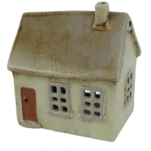 mucHome Keramik Teelichthaus Braun 12,5x9x13,5cm