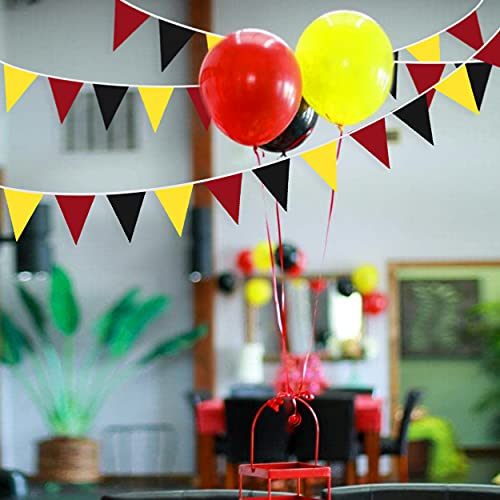 32Ft Red Black Yellow Pennant Banner Fabric Triangle Flag Cotton Bunting Garland For Mickey Mouse Birthday Wedding Anniversary Party Home Nursery Outdoor Garden Hanging Festivals Decoration (36Pcs) #TOP4