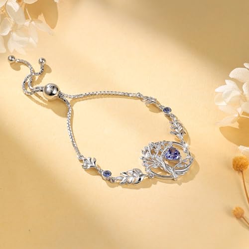 S925 Sterling Silver Tree Of Life Birthstone Heart Charm Bracelet Gifts for Women Jewelry Anniversary Valentines Day Birthday Gifts Bracelets3