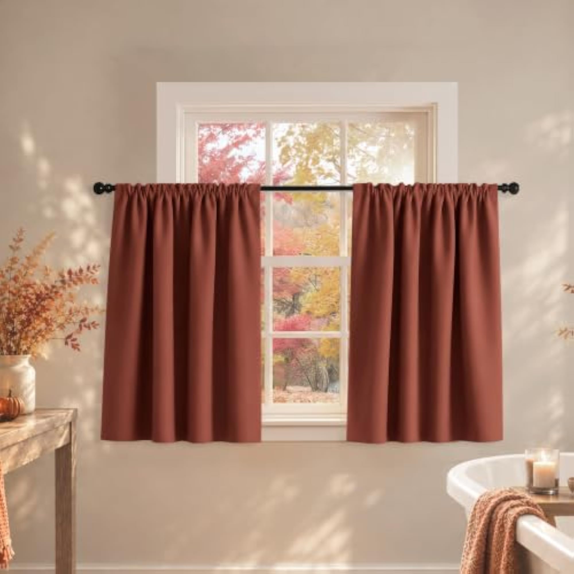 Terracotta Kitchen Window Curtains 30 Inch Length