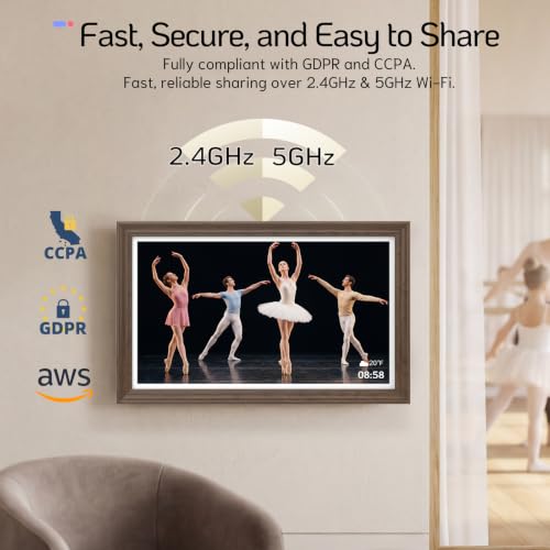 Image of NexFoto Large Digital Picture Frame 24 Inch Touchscreen, WiFi Electronic Photo Frame 64GB, Add Pics from Google Photos, Upload Photo /Video via App /USB, Gifts for Christmas /Mom /Grandparents, Walnut
