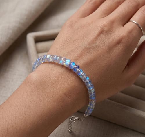 Image of Natural Gemstone Bead Bracelet for Women - Healing Crystal Reiki Bracelet, Handmade Spiritual Protection Jewelry, Energy Stone Stretch Bracelet Gift for Women & Girls