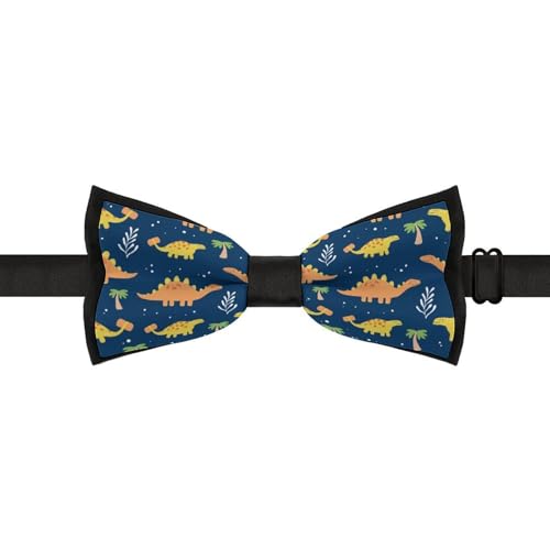 GoasNei Cute Dinosaur And Leaves Pattern Bow Tie for Men Adjustable Necktie Funny Tie Neck Ties for Weddings Party
