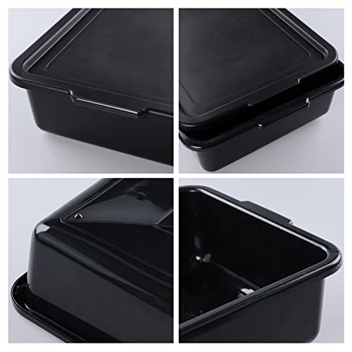 Ucake 3-Pack Plastic Bus Box With Lid, Commercial Bus Tubs, 13 L, Black #TOP3