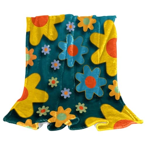 Plaid fleur bleue jaune haut de gamme couverture de canapé élégante
