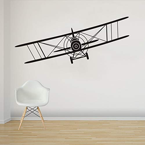 Vinilo decorativo avión biplano negro 57x23 cm miniatura 3
