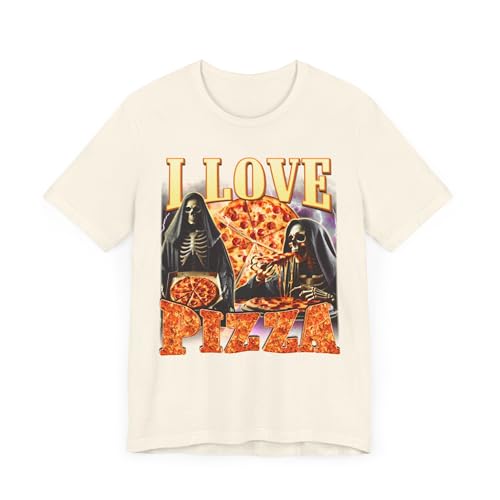 T-shirt drôle motif squelette gourmand en tissu naturel unisexe