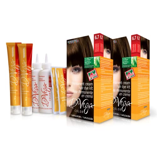 D. de la Vega Color Permanent Cream Hair Dye Kit, Chocolate