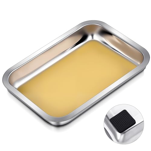 Image of Conelist 1 Set 10.2 x 7.5 Inch Stainless Steel Dissection Pan with Wax and Rubber Nonslip Mat, Reusable Classroom Dissecting Pan, Laboratory Tray for Biology Lab, Science Education Supplies (Yellow)