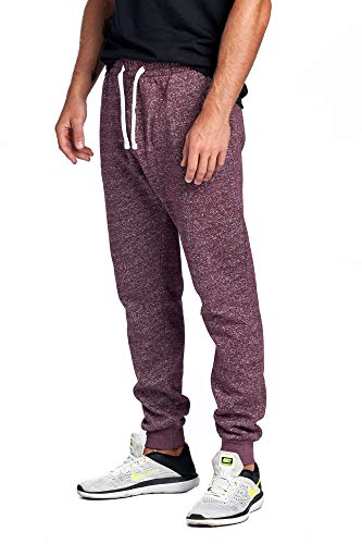Image of ProGo Men's Casual Jogger Sweatpants Basic Fleece Marled Jogger Pant Elastic Waist