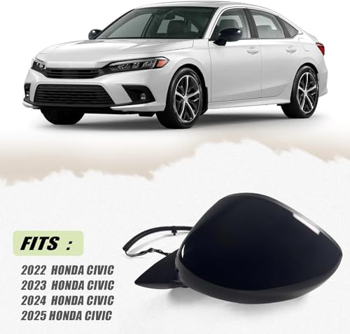 Lqito Left Driver side Mirror Fits 2022 2023 2024 2025 HONDA CIVIC Sedan/Hatchback With Power Glass, Manual Folding, Match to Crystal Black Pearl Replace HO1320350 (3 Pins) - Thumbnail 5