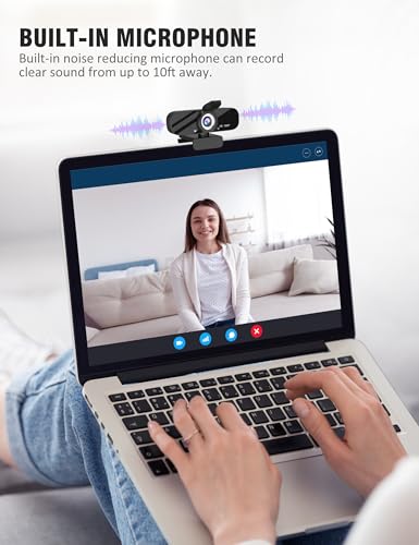 1080P HD Webcam with Built-in Microphone, Rotatable Tripod, Wide-Angle Lens,Privacy Cover, Auto Light Correction, Plug & Play USB-A Webcam for Laptop, Desktop, PC, Streaming-Black - Image 6